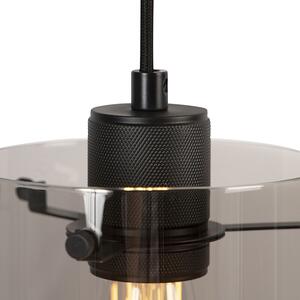 Dizajn viseća svjetiljka crna s dimnim staklom 3 svjetla - kupola