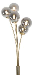 Moderna podna svjetiljka zlatna 5-svjetlosna s dimnim staklom - Atena