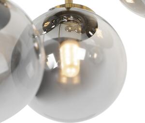 Moderna stropna svjetiljka zlatna 9-lampica s dimnim staklom - Atena