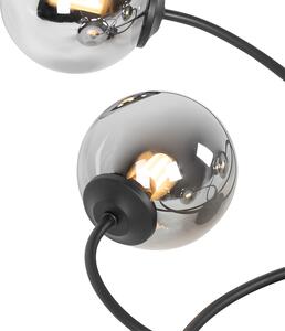 Moderna stropna svjetiljka crna 6-svjetla s dimnim staklom - Atena