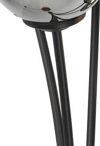 Moderna podna svjetiljka crna 5-svjetlosna s dimnim staklom - Atena