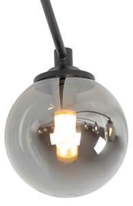 Moderna stropna svjetiljka crna 8-svjetla s dimnim staklom - Atena