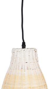 Lampa za viseću bijelu bijelu s drvetom 20 cm - Burn Rattan