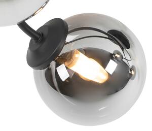 Moderna stropna svjetiljka crna 4-svjetla s dimnim staklom - Atena