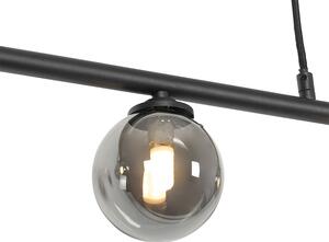 Moderna viseća svjetiljka crna 100 cm 5-svjetlosna s dimnim staklom - Atena