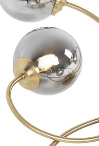 Moderna stropna svjetiljka zlatna 6-lampica s dimnim staklom - Atena