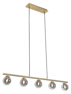 Moderna viseća svjetiljka zlatna 100 cm 5-svjetlosna s dimnim staklom - Atena