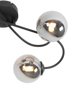 Moderna stropna svjetiljka crna 4-svjetla s dimnim staklom - Atena