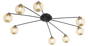 Moderna stropna svjetiljka crna sa zlatnim 8 svjetiljki - Athens Wire