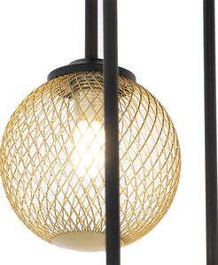 Art Deco stropna svjetiljka crna sa zlatnim 9 svjetala - atenska žica