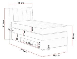 Boxspring krevet ROSE + Madrac BONELL-Tamno siva-90x200 cm