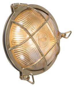 Retro zidna svjetiljka zlatna IP44 - Nautica okrugla