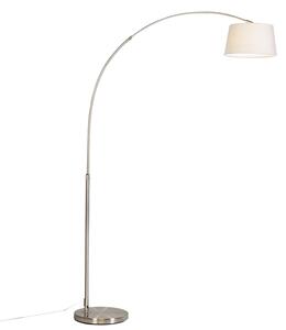 Moderna čelična lučna svjetiljka s bijelim sjenilom od tkanine - Arc Basic