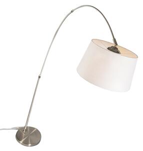 Moderna čelična lučna svjetiljka s bijelim sjenilom od tkanine - Arc Basic