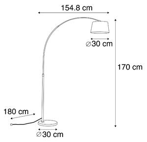 Moderna čelična lučna svjetiljka s crnim sjenilom od tkanine - Arc Basic