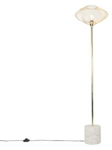 Dizajn podna svjetiljka bijela s mesingom - Ella