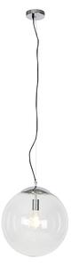 Skandinavska viseća svjetiljka krom s prozirnim staklom - Lopta 40