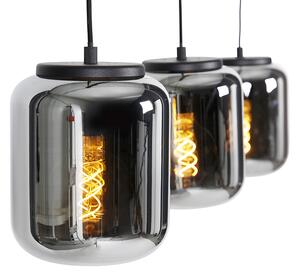Dizajn viseća svjetiljka crna s dimnim staklom 3 svjetla - Bliss
