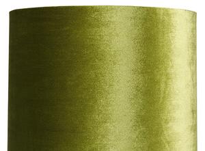 Dizajn podna svjetiljka crni baršun sjena zelena sa zlatom - Rich