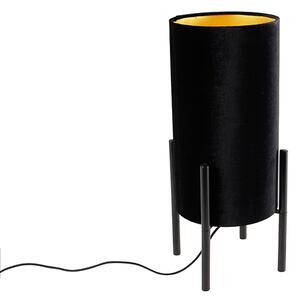 Dizajn stolna svjetiljka crna baršunasta nijansa crna sa zlatom - Rich
