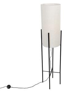 Dizajn podna svjetiljka crna lanena nijansa siva - Rich