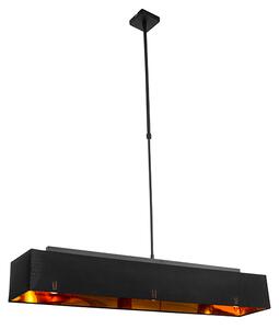 Moderna viseća svjetiljka crna sa zlatom 90 cm 3-svjetla - VT 1