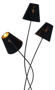 Dizajn podna svjetiljka crna sa zlatnom 3 svjetla - Melis