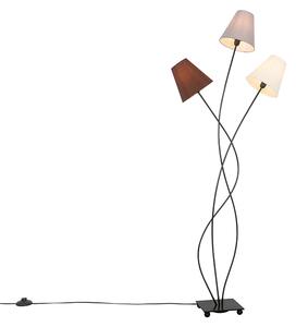 Dizajnerska podna svjetiljka crna s nijansama od tri svjetla - Melis
