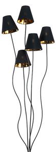 Dizajn podna svjetiljka crna sa zlatnom 5-lampicom - Melis
