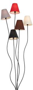Dizajn podna svjetiljka crna s sjenilima od tkanine 5-svjetla - Melis