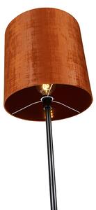 Podna svjetiljka crna velur sjena narančasta 40 cm - Simplo