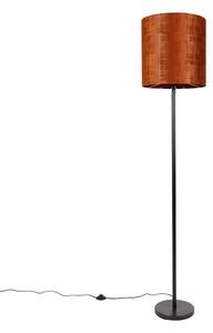 Podna svjetiljka crna velur sjena narančasta 40 cm - Simplo