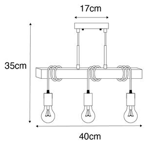 Industrijska viseća lampa od drva sa čeličnim 3 svjetlima - Gallow