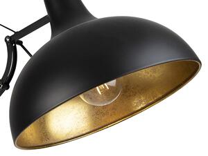Industrijska podna svjetiljka crna sa zlatom podesiva - Hobi