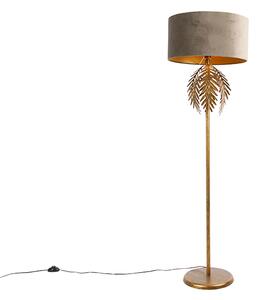 Vintage podna svjetiljka zlatna s baršunastom nijansom taupe 50 cm - Botanica
