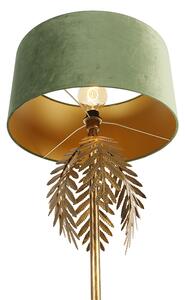 Vintage zlatna podna svjetiljka sa zelenim baršunastim hladom - Botanica