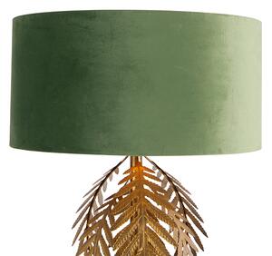 Vintage zlatna podna svjetiljka sa zelenim baršunastim hladom - Botanica