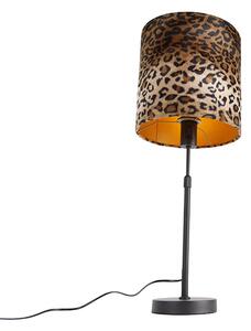 Stolna lampa crna baršunasta sjena leopard dizajn 25 cm - Parte