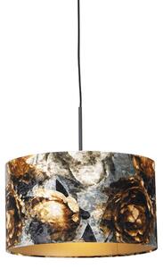 Moderna viseća svjetiljka crna s cvjetovima hlad 35 cm - Combi