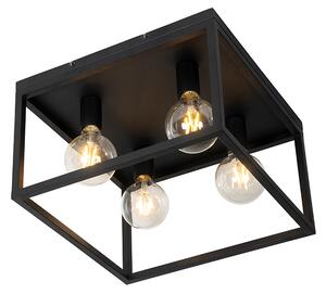 Industrijska stropna svjetiljka crna 40 cm, 4 svjetla - Kavez