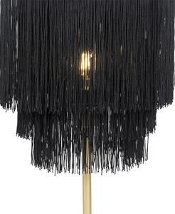 Orijentalna stolna svjetiljka zlatno crna sjena s resama - Franxa