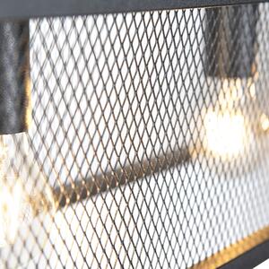 Industrijska viseća lampa crna s mrežicom 4 svjetla - kavez