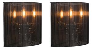Komplet od 2 zidne svjetiljke kromirane s crnom hladom - Ann-Kathrin 2
