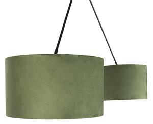 Viseća svjetiljka s baršunastim nijansama zelena sa zlatnom 35 cm - Blitz II crna