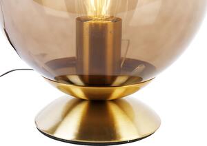 Art deco stolna svjetiljka mesing s dimnim staklom - Pallon