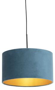 Viseća svjetiljka s velurastom nijansom plava sa zlatnom 35 cm - Combi