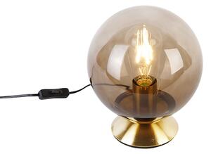 Art deco stolna svjetiljka mesing s dimnim staklom - Pallon
