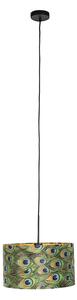 Viseća svjetiljka s paunom od velur hlada sa zlatom 35 cm - Combi