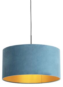 Viseća svjetiljka s velurastom nijansom plava sa zlatnom 50 cm - Combi