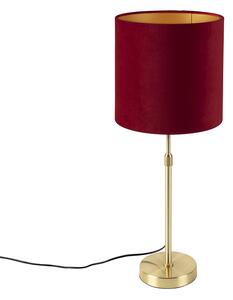 Stolna svjetiljka zlatna / mesing s crvenim baršunastim hladom 25 cm - Parte